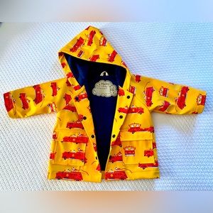 Hatley Baby Firetruck Print Yellow Raincoat size 9-12
